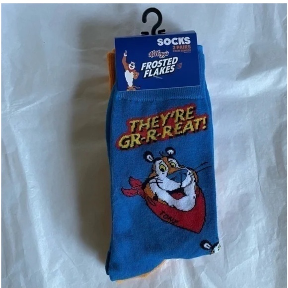 Kelloggs Unisex Tony the Tiger Adult Crew Socks Size 8-12 - Picture 2 of 4